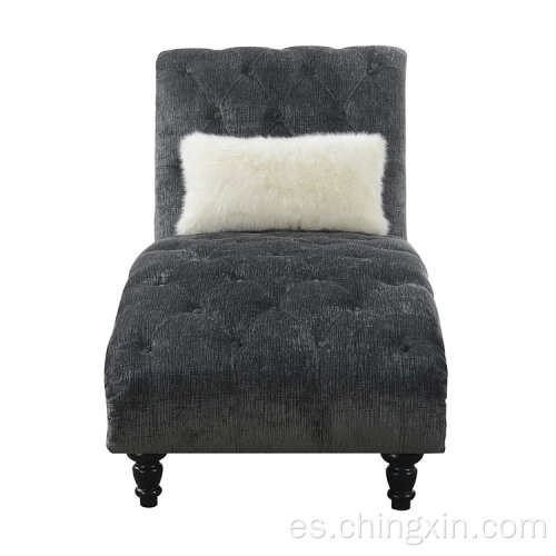 Chaise al por mayor Wholesale Tela gris oscuro botón de tuftación de sofá con patas de madera maciza CX635B